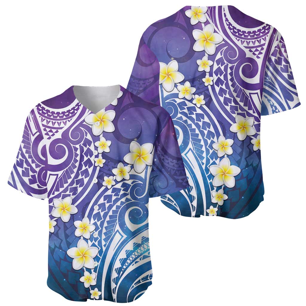 Plumeria With Galaxy Polynesian Tattoo Pattern Baseball Jersey