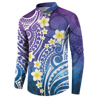 Plumeria With Galaxy Polynesian Tattoo Pattern Button Sweatshirt