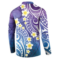 Plumeria With Galaxy Polynesian Tattoo Pattern Button Sweatshirt