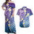 Plumeria With Galaxy Polynesian Tattoo Pattern Couples Matching Off Shoulder Maxi Dress and Hawaiian Shirt