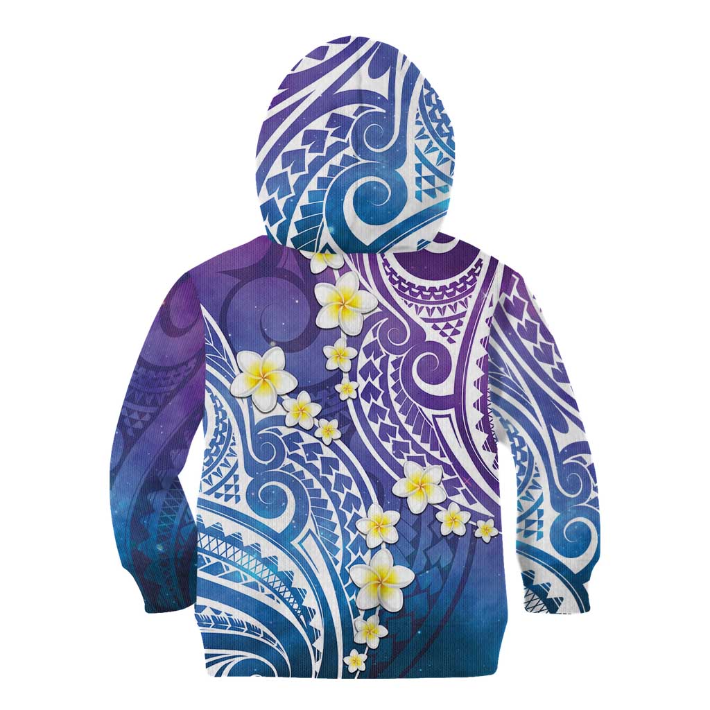 Plumeria With Galaxy Polynesian Tattoo Pattern Kid Hoodie