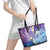 Plumeria With Galaxy Polynesian Tattoo Pattern Leather Tote Bag