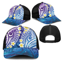 Plumeria With Galaxy Polynesian Tattoo Pattern Mesh Trucker Cap - Polynesian Pride