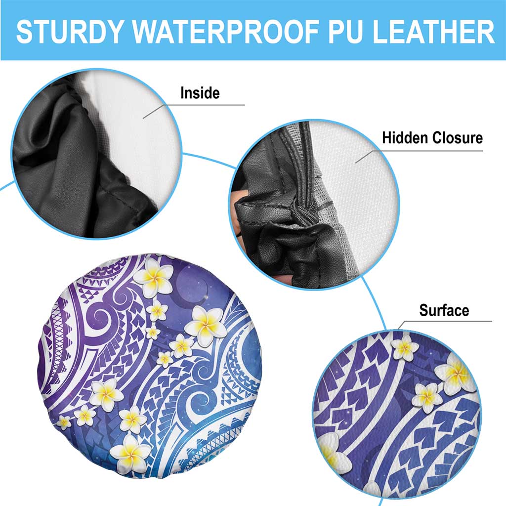 Plumeria With Galaxy Polynesian Tattoo Pattern Spare Tire Cover