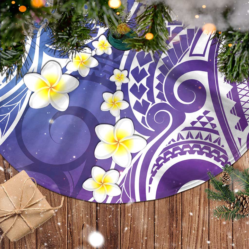 Plumeria With Galaxy Polynesian Tattoo Pattern Tree Skirt