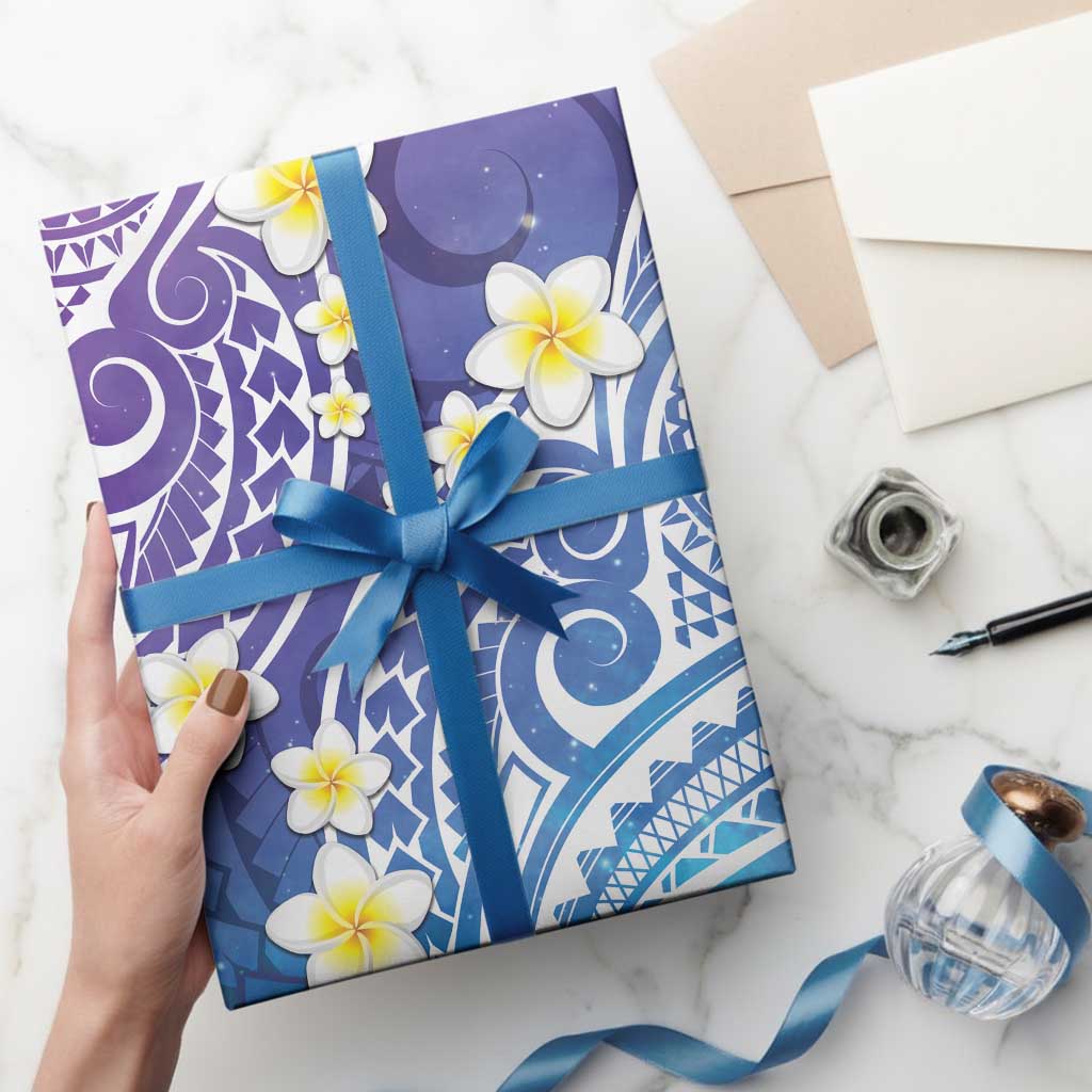 Plumeria With Galaxy Polynesian Tattoo Pattern Wrapping Paper - Polynesian Pride