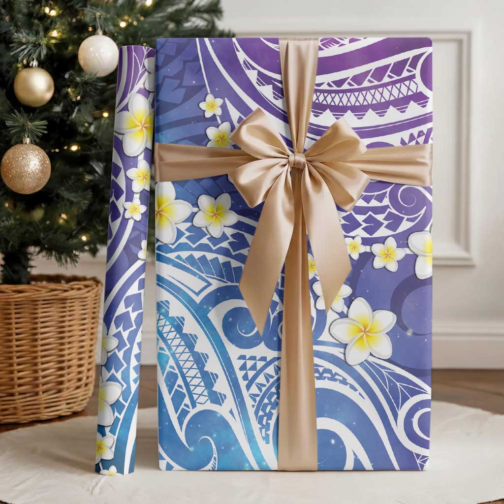 Plumeria With Galaxy Polynesian Tattoo Pattern Wrapping Paper - Polynesian Pride