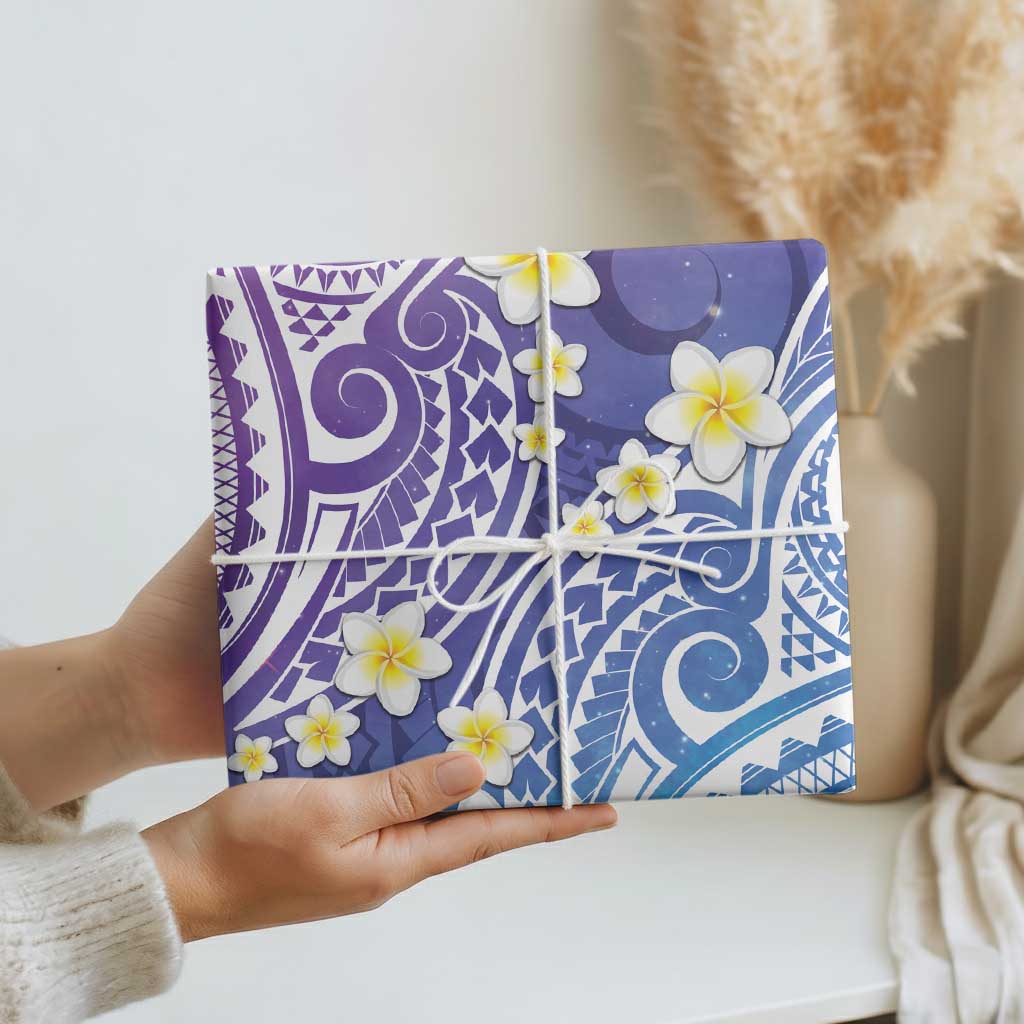 Plumeria With Galaxy Polynesian Tattoo Pattern Wrapping Paper - Polynesian Pride