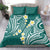 Plumeria With Teal Polynesian Tattoo Pattern Bedding Set