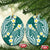 Plumeria With Teal Polynesian Tattoo Pattern Ceramic Ornament