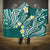 Plumeria With Teal Polynesian Tattoo Pattern Hooded Blanket