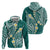 Plumeria With Teal Polynesian Tattoo Pattern Hoodie