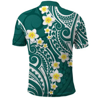 Plumeria With Teal Polynesian Tattoo Pattern Polo Shirt