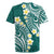 Plumeria With Teal Polynesian Tattoo Pattern Rugby Jersey