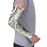 Plumeria With White Polynesian Tattoo Pattern Arm Sleeves - Polynesian Pride