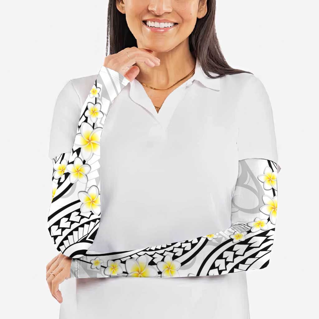 Plumeria With White Polynesian Tattoo Pattern Arm Sleeves - Polynesian Pride