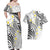 Plumeria With White Polynesian Tattoo Pattern Couples Matching Off Shoulder Maxi Dress and Hawaiian Shirt