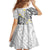 Plumeria With White Polynesian Tattoo Pattern Family Matching Off Shoulder Short Dress and Hawaiian Shirt