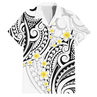 Plumeria With White Polynesian Tattoo Pattern Family Matching Short Sleeve Bodycon Dress and Hawaiian Shirt