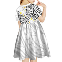Plumeria With White Polynesian Tattoo Pattern Kid Short Sleeve Dress