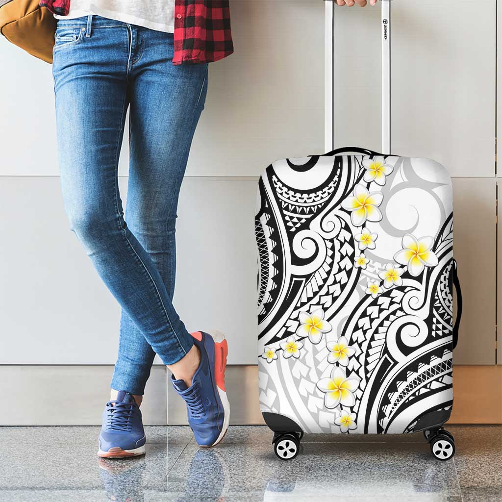 Plumeria With White Polynesian Tattoo Pattern Luggage Cover LT05 - Polynesian Pride