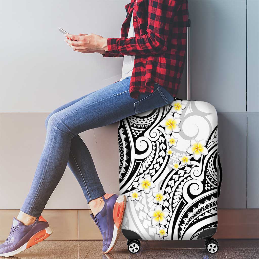 Plumeria With White Polynesian Tattoo Pattern Luggage Cover LT05 - Polynesian Pride