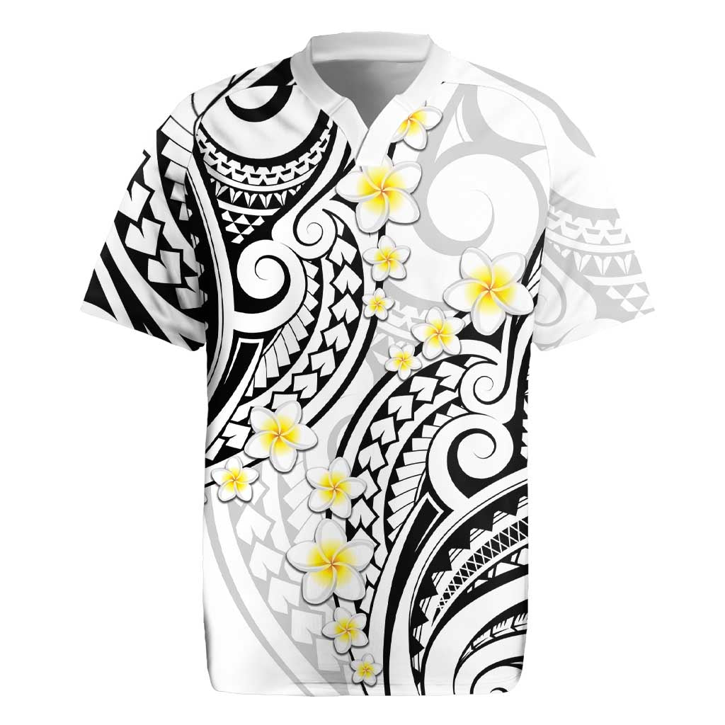 Plumeria With White Polynesian Tattoo Pattern Rugby Jersey