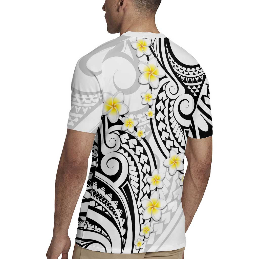Plumeria With White Polynesian Tattoo Pattern Rugby Jersey
