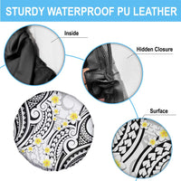 Plumeria With White Polynesian Tattoo Pattern Spare Tire Cover