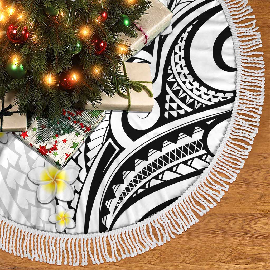 Plumeria With White Polynesian Tattoo Pattern Tree Skirt