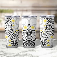 Plumeria With White Polynesian Tattoo Pattern Tumbler Cup