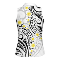 Plumeria With White Polynesian Tattoo Pattern Women Sleeveless Polo Shirt
