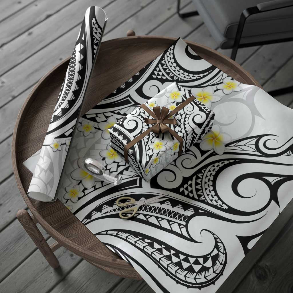 Plumeria With White Polynesian Tattoo Pattern Wrapping Paper - Polynesian Pride