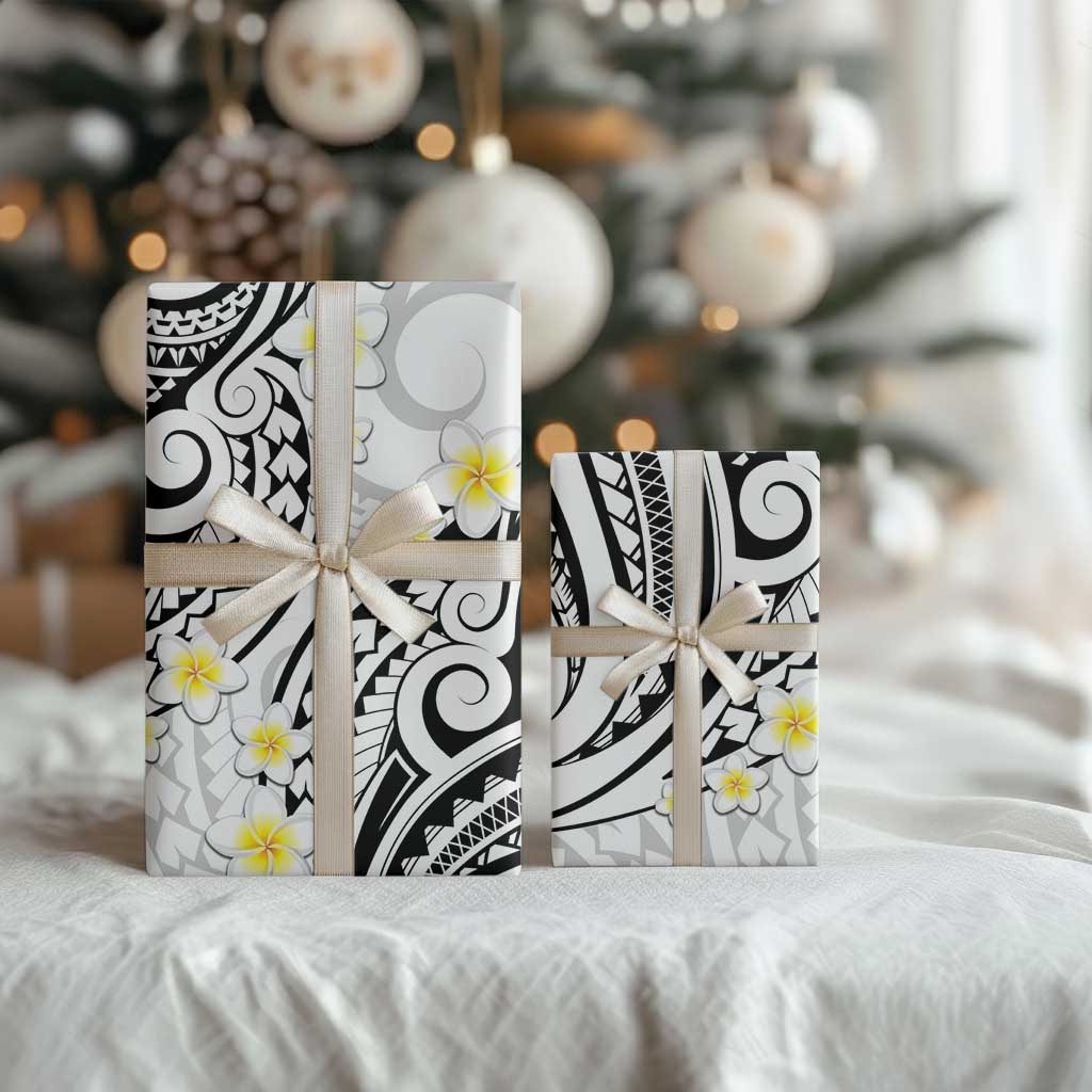 Plumeria With White Polynesian Tattoo Pattern Wrapping Paper - Polynesian Pride