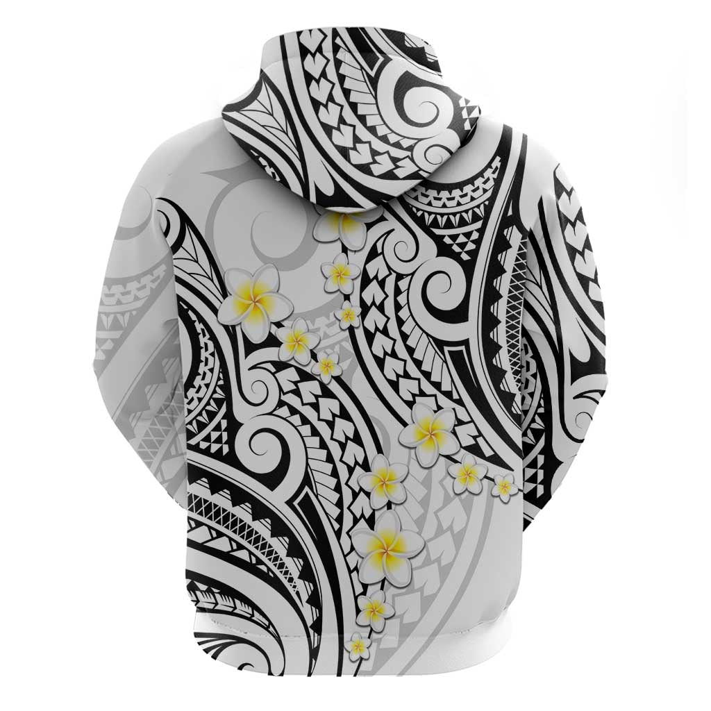 Plumeria With White Polynesian Tattoo Pattern Zip Hoodie