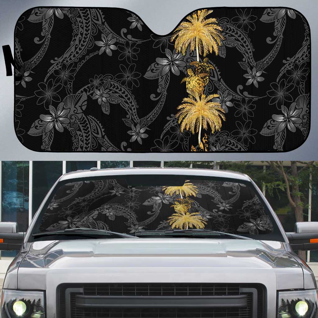 Hawaiian Honu And Surfboards Auto Sun Shade Gold Style LT05 Gold - Polynesian Pride