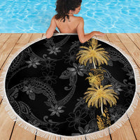 Hawaiian Honu And Surfboards Beach Blanket Gold Style - Polynesian Pride