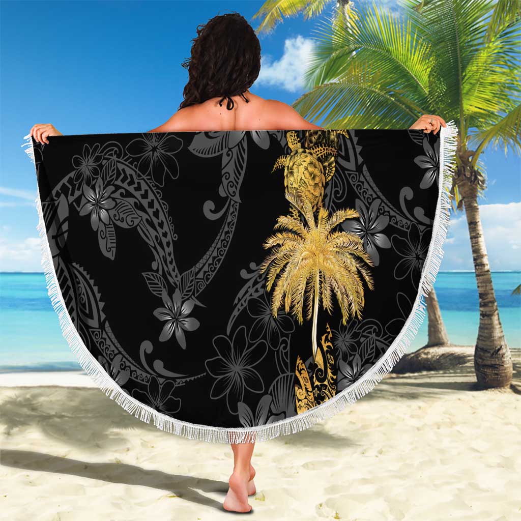 Hawaiian Honu And Surfboards Beach Blanket Gold Style - Polynesian Pride