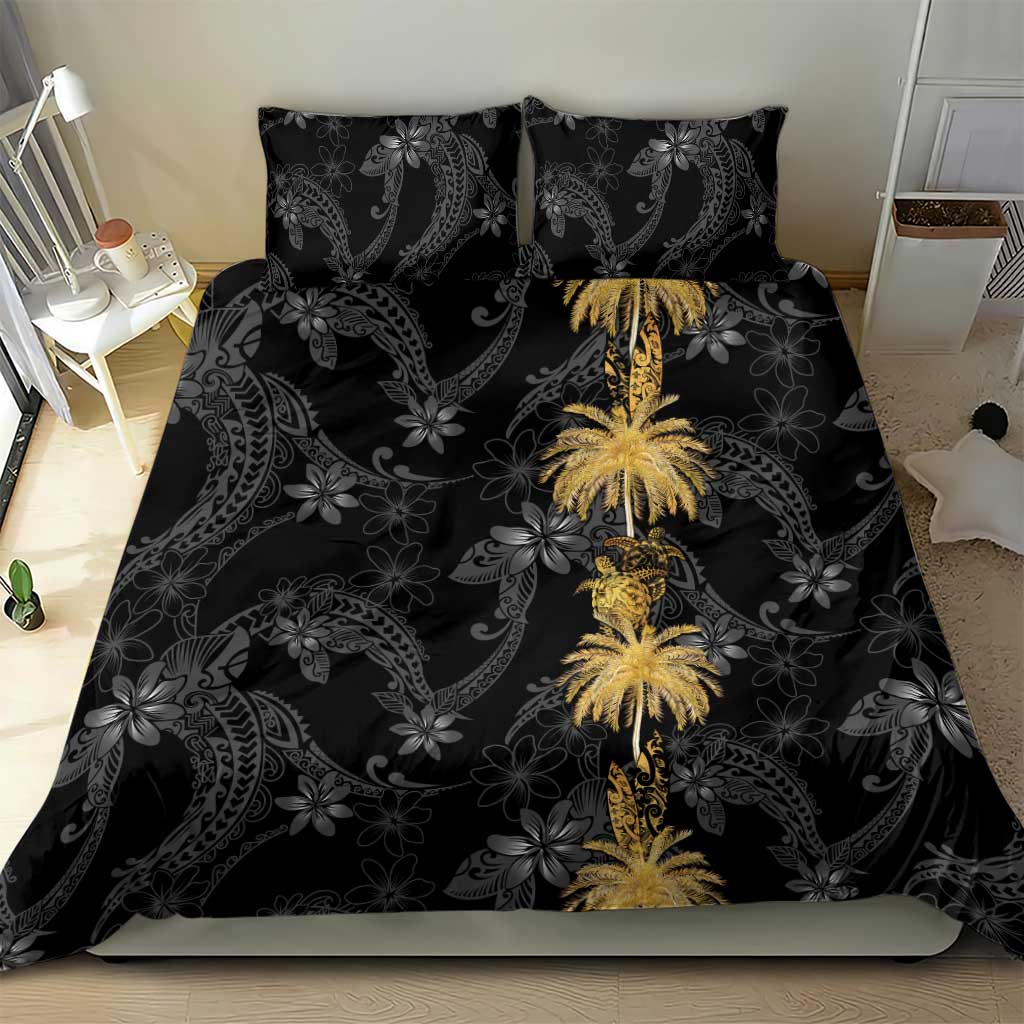 Hawaiian Honu And Surfboards Bedding Set Gold Style - Polynesian Pride
