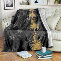 Hawaiian Honu And Surfboards Blanket Gold Style - Polynesian Pride