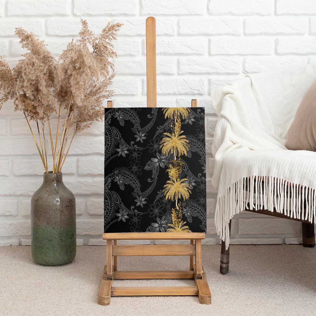 Hawaiian Honu And Surfboards Canvas Wall Art Gold Style - Polynesian Pride