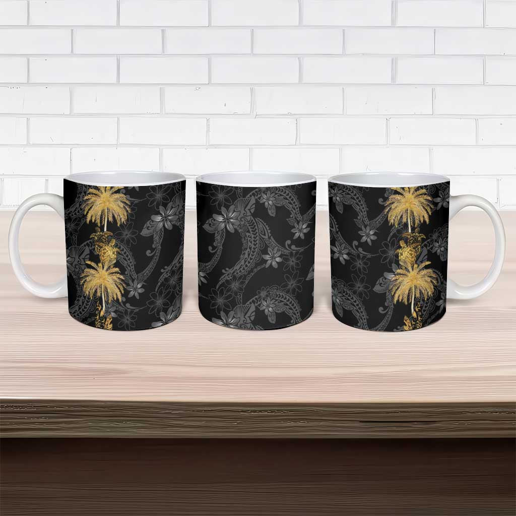 Hawaiian Honu And Surfboards Ceramic Mug Gold Style - Polynesian Pride