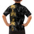 Hawaiian Honu And Surfboards Family Matching Long Sleeve Bodycon Dress and Hawaiian Shirt Gold Style - Polynesian Pride