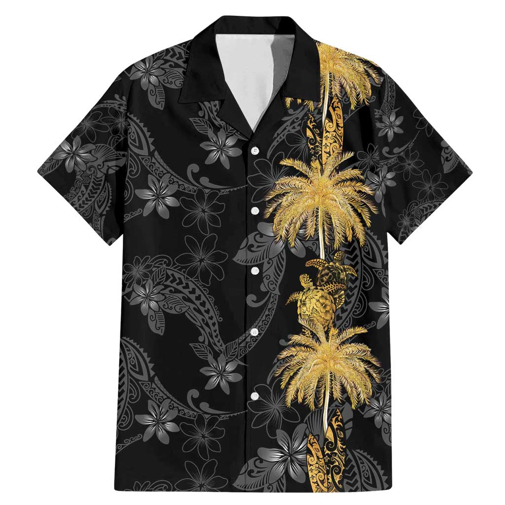 Hawaiian Honu And Surfboards Family Matching Mermaid Dress and Hawaiian Shirt Gold Style - Polynesian Pride
