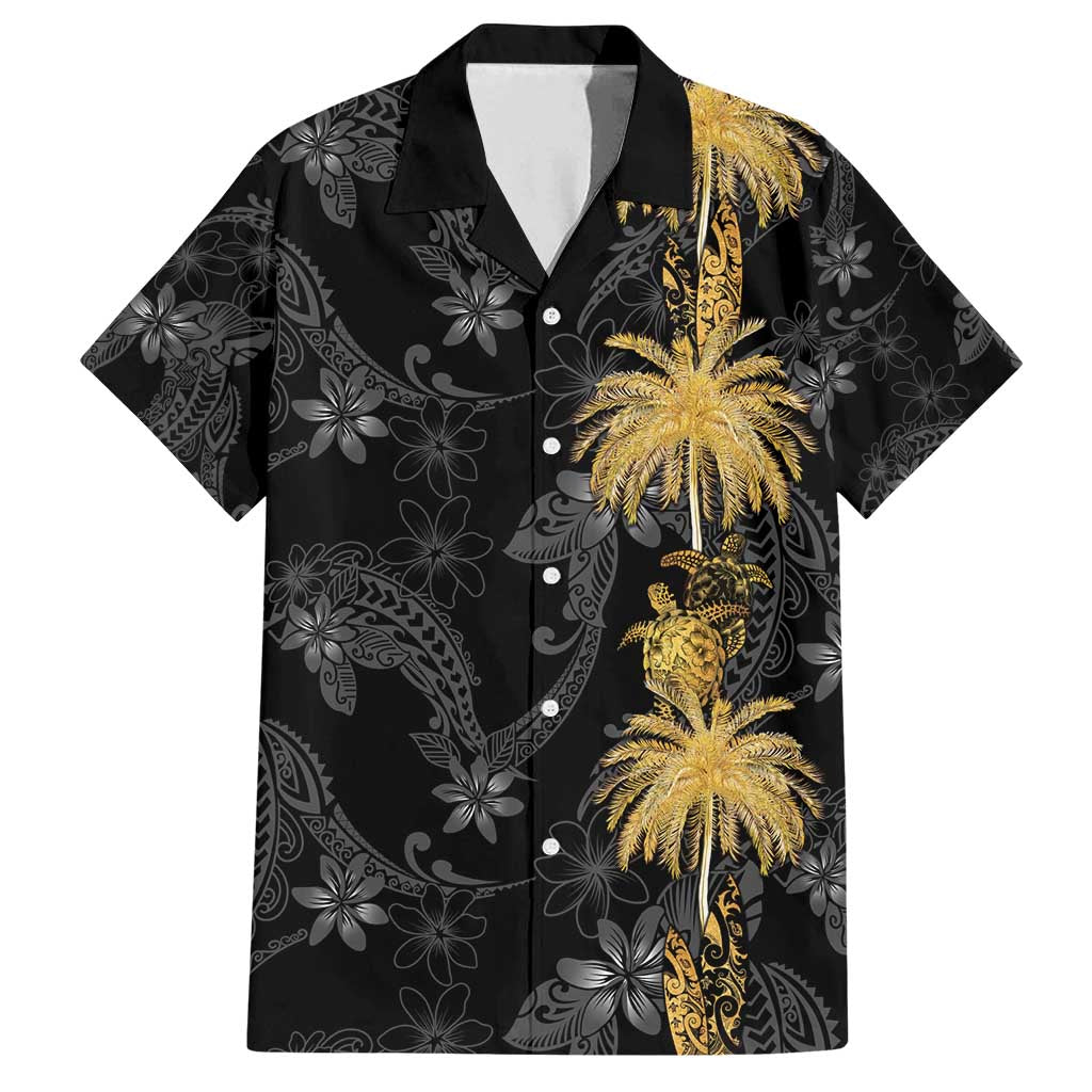 Hawaiian Honu And Surfboards Family Matching Off Shoulder Maxi Dress and Hawaiian Shirt Gold Style LT05 Dad's Shirt - Short Sleeve Gold - Polynesian Pride