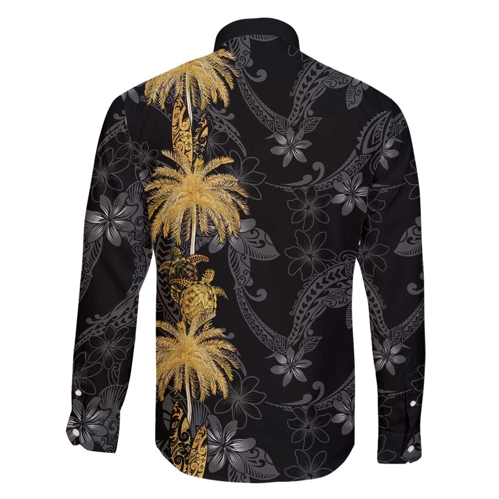 Hawaiian Honu And Surfboards Family Matching Off Shoulder Maxi Dress and Hawaiian Shirt Gold Style LT05 - Polynesian Pride