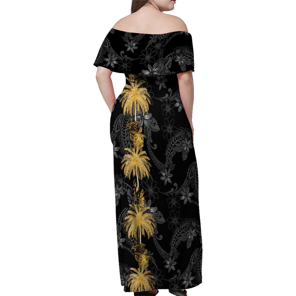 Hawaiian Honu And Surfboards Family Matching Off Shoulder Maxi Dress and Hawaiian Shirt Gold Style LT05 - Polynesian Pride