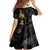 Hawaiian Honu And Surfboards Family Matching Short Sleeve Bodycon Dress and Hawaiian Shirt Gold Style - Polynesian Pride