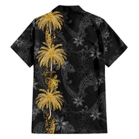 Hawaiian Honu And Surfboards Family Matching Short Sleeve Bodycon Dress and Hawaiian Shirt Gold Style - Polynesian Pride