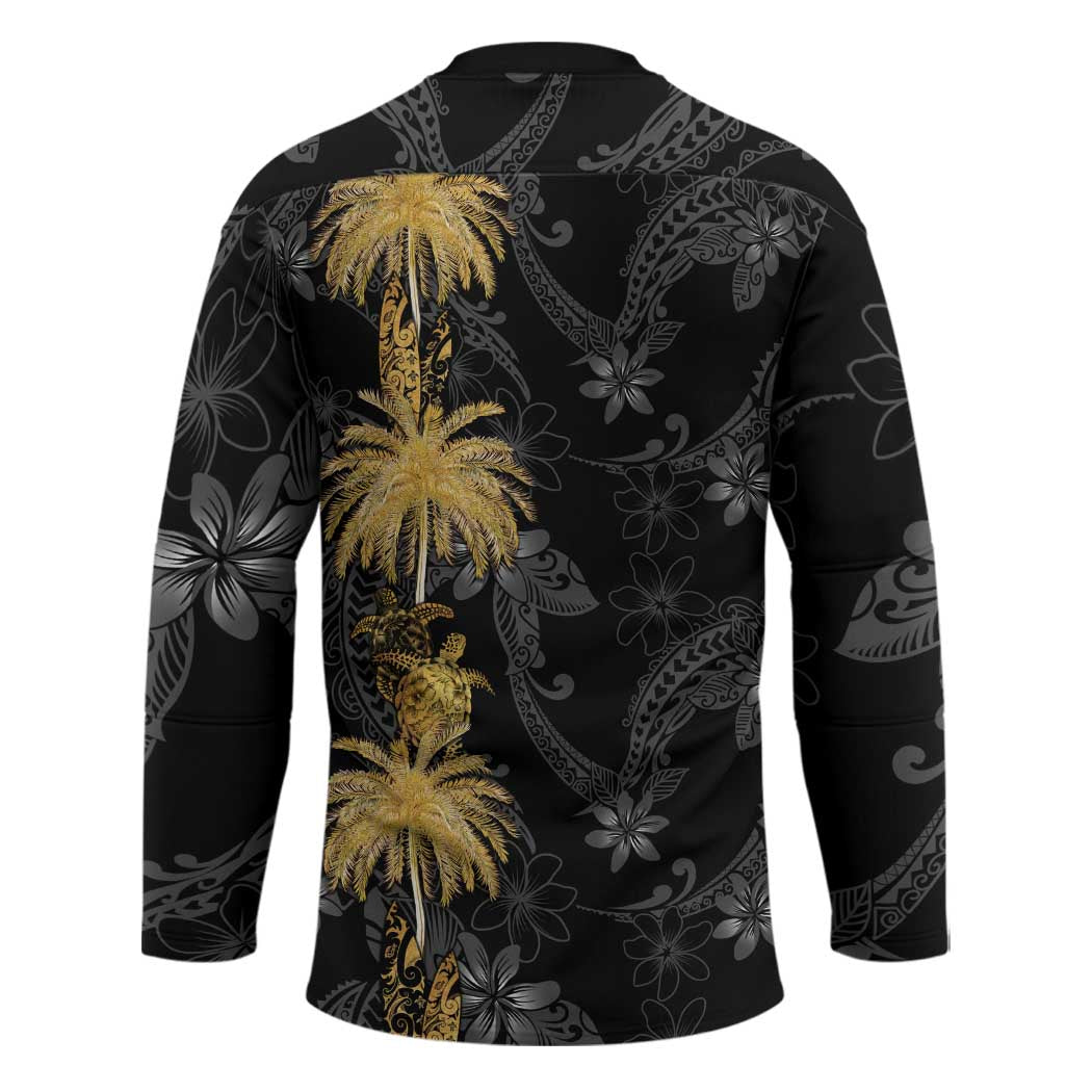 Hawaiian Honu And Surfboards Hockey Jersey Gold Style - Polynesian Pride